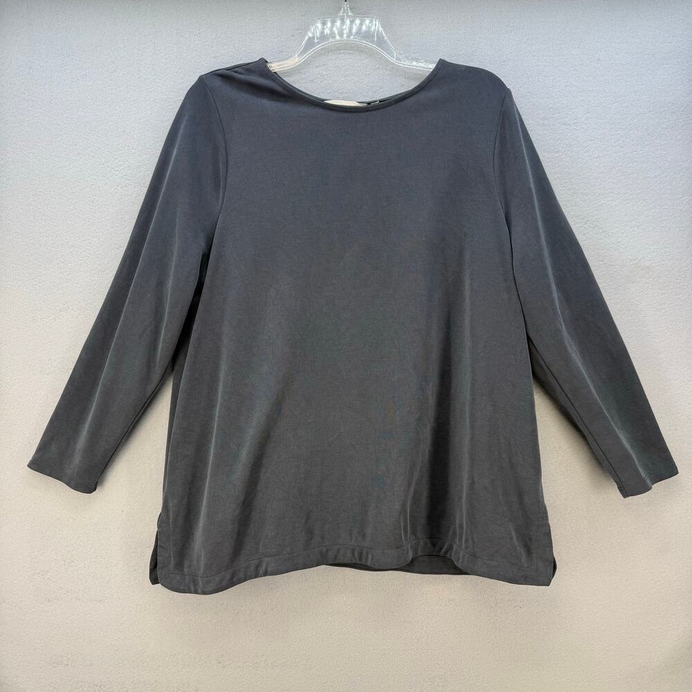 Soft Surroundings Top Women's XL Charcoal Grey Long Sleeve Comfort Athleisure